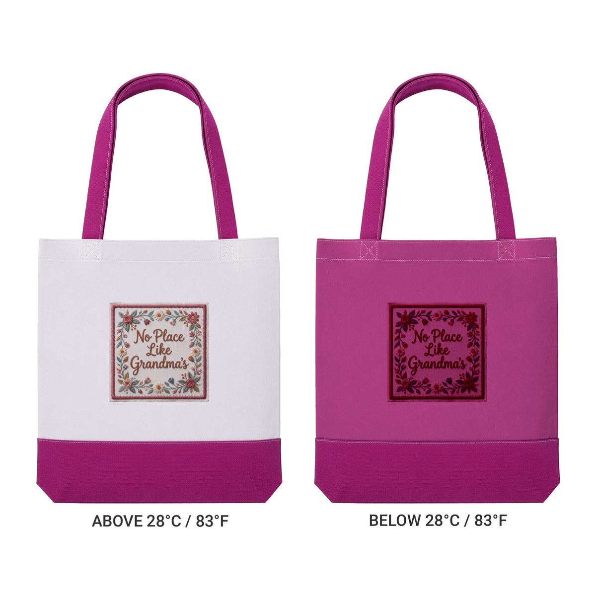 Thermochromic Tote Bag — “No Place Like Grandma’s” Color-Changing Floral Tote