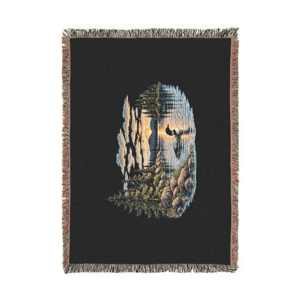 Woven Blanket — Lakeside Sunset Loon Throw