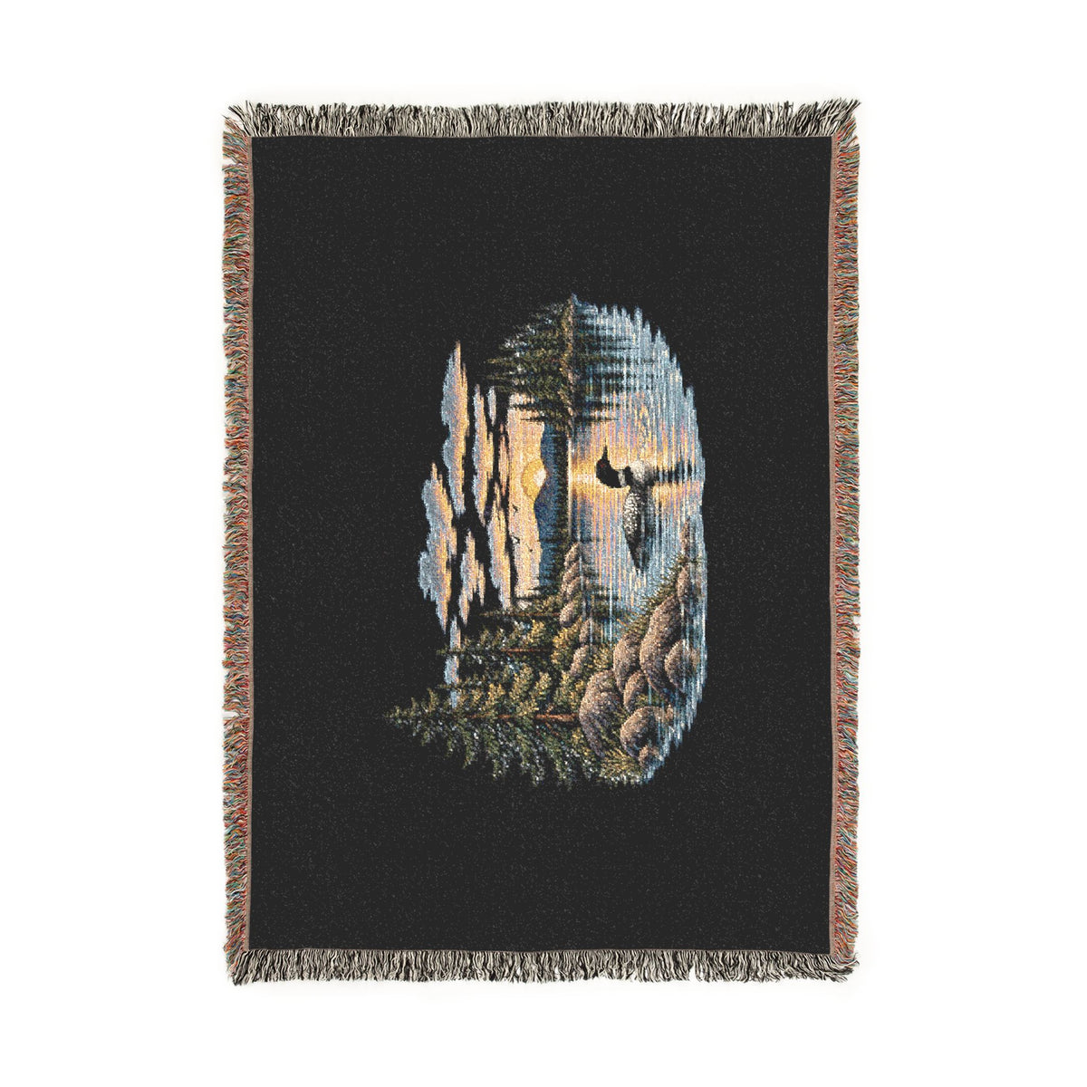 Woven Blanket — Lakeside Sunset Loon Throw