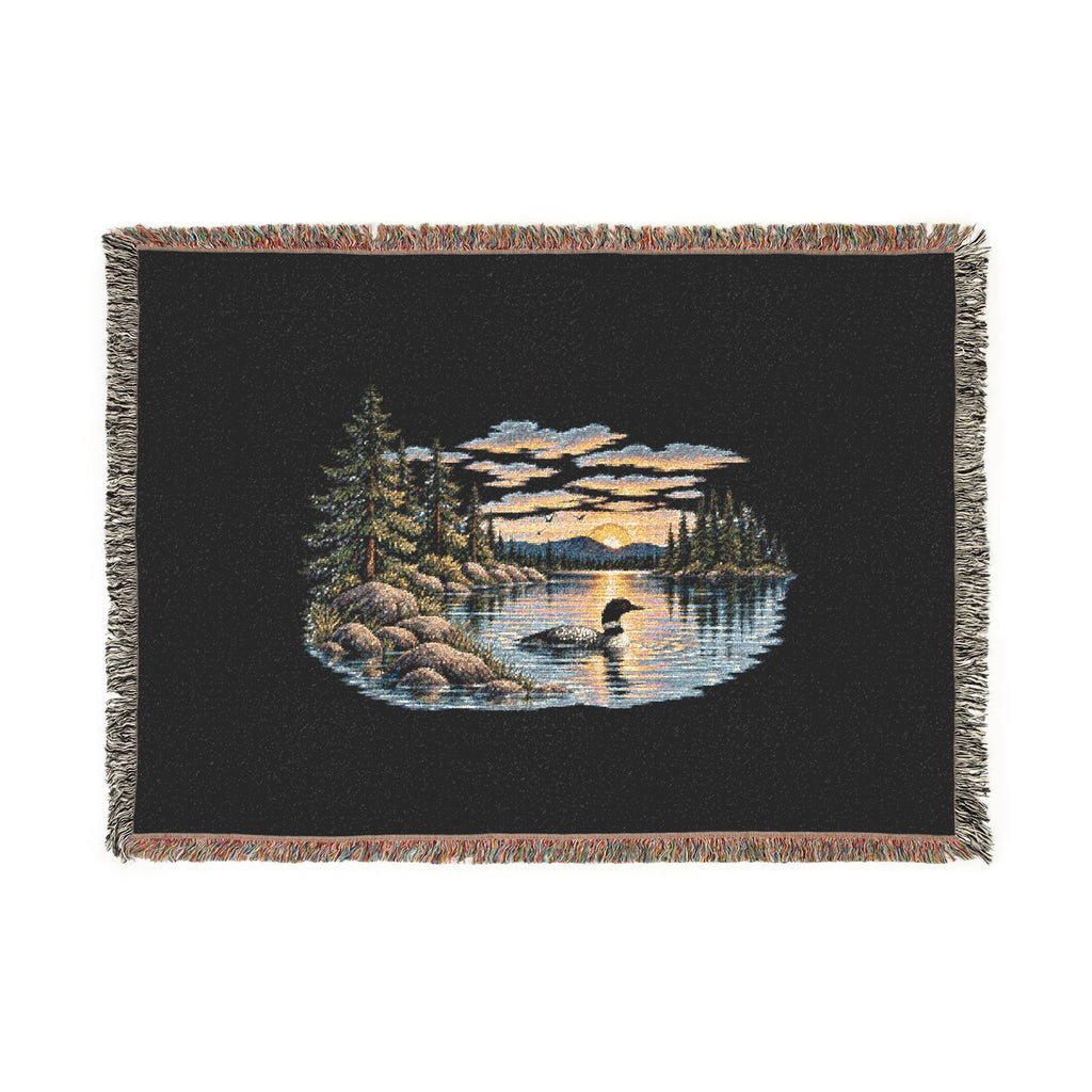 Woven Blanket — Lakeside Sunset Loon Throw