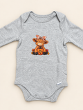 "Give Thanks" highlander cow infant long sleeve
