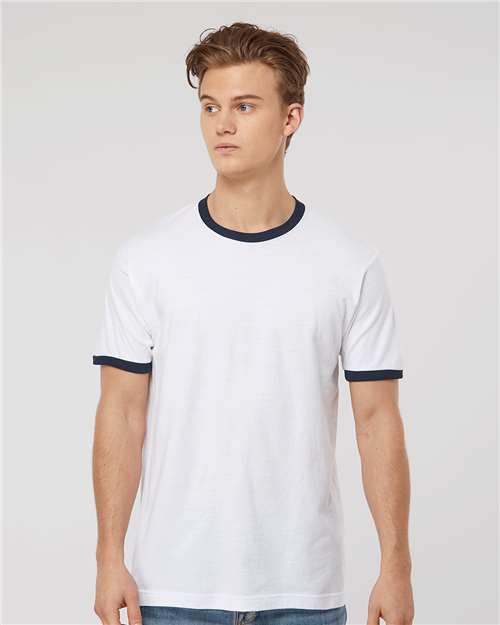 Tultex Unisex Fine Jersey Ringer Blank T-Shirt | Retro 246