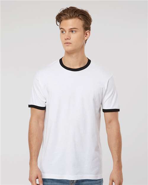 Tultex Unisex Fine Jersey Ringer Blank T-Shirt | Retro 246